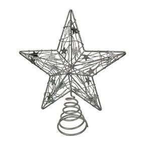 Silver Star Christmas Tree Topper Holiday Ornament‎ Decoration